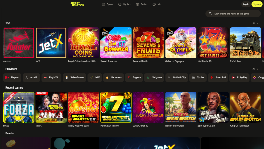 Parimatch Nigeria casino games