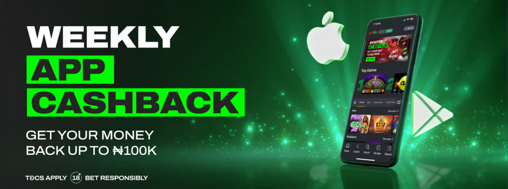 Weekly App Cashback at Bet9ja Nigeria Casino 